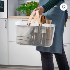 IKEA イケア バスケット大小2個グレージュ白 リーサトルプの画像