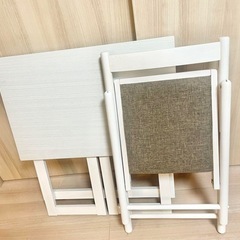 【セット】デスク チェア おりたたみ フォールディング 白 家具の画像