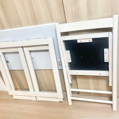 【セット】デスク チェア おりたたみ フォールディング 白 家具の画像