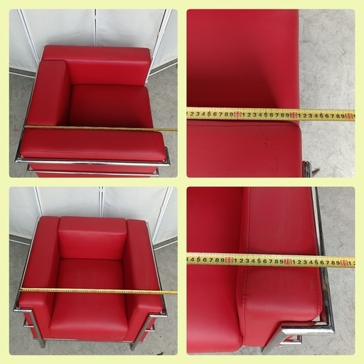 F1964【送料込み】1人掛けソファー　カラー　レッド　材質合皮 ☆[F1964] 1人掛けソファー カラー レッド 材質合皮