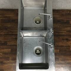 🔷🔶🔷ww2/77 マルゼン ステンレス 2槽シンク ダストBOX付 W150×D60×H80cm 流し 業務用 蛇口 厨房 厨房機器 シンク ★直接引取歓迎🔷🔶🔷の画像