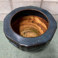 陶器製 火鉢 金魚鉢 八角形 和風 インテリア オブジェ 幅52cm×奥行52cm×高さ35cm の画像
