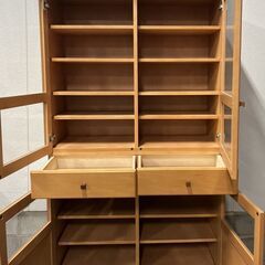 日進木工 木製 本棚 飾り棚 食器棚 収納棚 幅104cm×奥行44cm×高さ191cmの画像