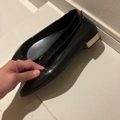 中古 レインシューズ 黒 24cm相当の画像