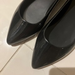 中古 レインシューズ 黒 24cm相当の画像