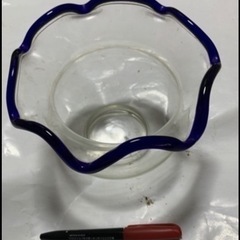 昭和レトロ　手拭きガラス フリル 金魚鉢 の画像