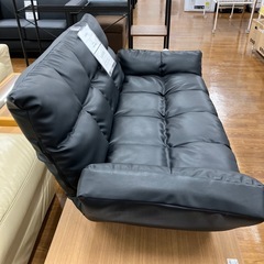 2人掛けソファー　足つき　合皮　ブラック　【トレファク 川越店】の画像