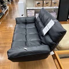 2人掛けソファー　足つき　合皮　ブラック　【トレファク 川越店】の画像