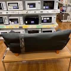 2人掛けソファー　足つき　合皮　ブラック　【トレファク 川越店】の画像