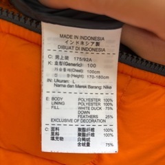 【訳あり】NIKE ナイキ 中綿メンズダウンの画像