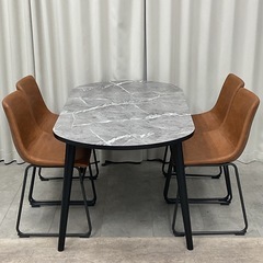 KH-46【新入荷　リサイクル品】ミリエル/スキッド　ダイニング5点セット　グレー×ブラウンの画像