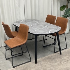 KH-46【新入荷　リサイクル品】ミリエル/スキッド　ダイニング5点セット　グレー×ブラウンの画像