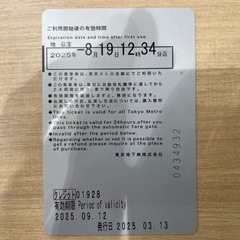 東京メトロ全線有効券① の画像