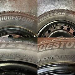 【BS BLIZZAK VRX3 165/65R14】スタッドレス【スチールホイール 14インチ 5J4H100】22年製 バリ溝 タンク ルーミー トール等　(KTN466)の画像