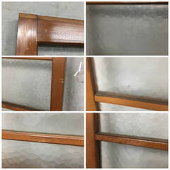 🔷🔶🔷ww2/59 レトロガラス戸 2枚セット 2枚 冊子 扉 建具 すりガラス ガラス 木枠 幅62.5cm×高さ181.5cm ★直接引取限定◎🔷🔶🔷の画像