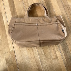 【ハンドメイド】丸底帆布トートバッグ カフェオレ 0818新品未使用の画像