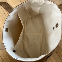 【ハンドメイド】丸底帆布トートバッグ カフェオレ 0818新品未使用の画像