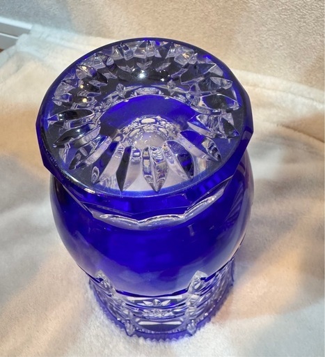 POLONIAポロニア フラワーベース クリスタル 藍色フラワーベース 大型 花瓶