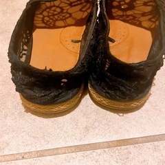 【USED】  GU エスパドリーユ  レース 黒  Mの画像
