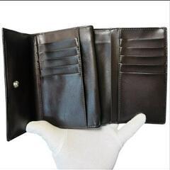 【美品】三つ折り財布 チェック ブラック×グレー 収納多め シンプル ファスナーの画像