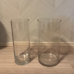 ガラス花器 円柱2セット 花瓶 フラワーベースの画像