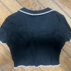 DODONPA 黒 クロップドTシャツ　ヘソ出しデザイン　細身　伸縮性の画像