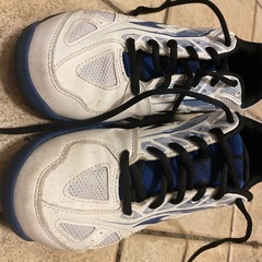即日取引可能　mizuno ホワイト/ブルー テニスシューズ ブレイクショット3  サイズ22.5㎝の画像