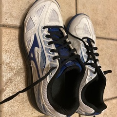 即日取引可能　mizuno ホワイト/ブルー テニスシューズ ブレイクショット3  サイズ22.5㎝の画像
