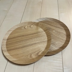 5個セット 丸型 すべりにくい 木製トレーの画像