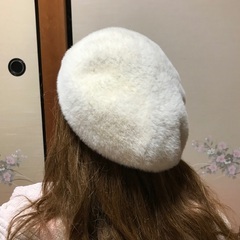 サイズ57.5  オフホワイト　ベレー帽の画像