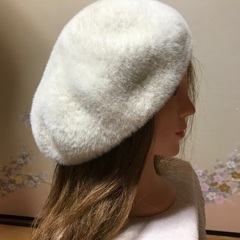 サイズ57.5  オフホワイト　ベレー帽の画像