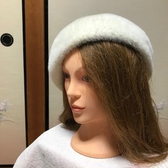 サイズ57.5  オフホワイト　ベレー帽の画像