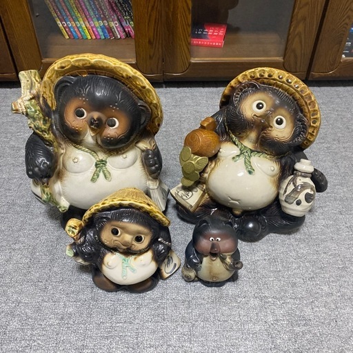 信楽焼 たぬき 置物 商売繁盛 4体セット