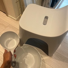 お風呂チェア　バスチェア　おけ　セット　グレーの画像
