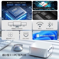 ミニpc 第12世代インテルAlder Lake-N100 16GB+512GBの画像