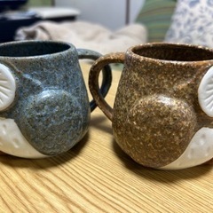 おじいちゃんおばあちゃんにプレゼント　フクロウのペアカップの画像