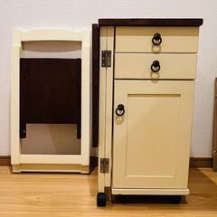 【完成品】天然木折りたたみデスク＆チェアセット＊使わないときはコンパクトに~お譲りいたします。の画像