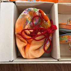 七五三　3歳　女児　着物セット　オレンジ　花柄の画像