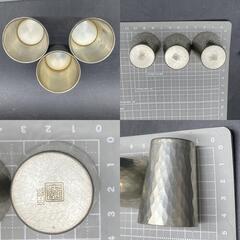 本錫　錫半謹製 本錫 猪口 見立て茶巾筒 ショットグラス　中古　コップカップ　酒器おちょこ　ピューター製の画像