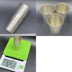 本錫　錫半謹製 本錫 猪口 見立て茶巾筒 ショットグラス　中古　コップカップ　酒器おちょこ　ピューター製の画像