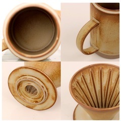 【良品】良木工房　陶器コーヒードリッパー セット 陶器 650mlの画像