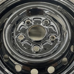 スチールホイール13インチ5穴114.3ブラックペイント、マッドタイヤ  4本セット の画像