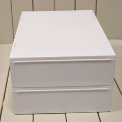 無印良品　ポリプロピレンケース・引出式・薄型・縦ホワイトグレー2個セットの画像