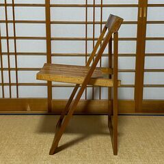 折りたたみ式ウッドチェア 木製 W約46cm D約43cm H約75.5cm 座面の高さ約45cmの画像