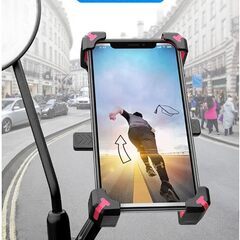 バイク用スマホホルダー　サイドミラー取り付けの画像