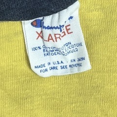 80s チャンピオン　ダブルフェイス　ネイビー×イエロー　王道　半袖tシャツ　XLサイズの画像