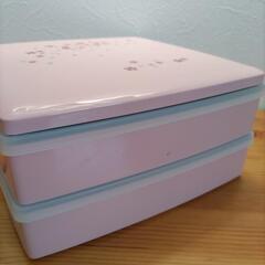 2段重箱 24cm×24cm 桃色 桜柄 正月 お節 弁当 ピクニックの画像