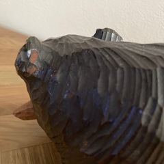 木彫りの熊　木製の画像