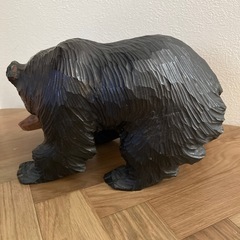 木彫りの熊　木製の画像