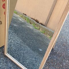 完成品スタンドミラー オークOAK 幅36cm 飛散防止加工 LET300273　全身鏡 全身ミラー 姿見 立て掛け/ 自立 北欧 ナチュラル 木製フレーム の画像